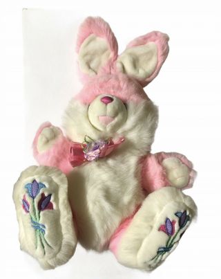 Dan Dee Bunny Rabbit Plush Hoppy Hopster Easter Pink Flowers Vtg TB Trading Co 3