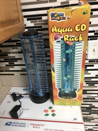 Aqua Cd Rack Tower By Room Moodz Neon Light Bubbling Fish Art Decor,  Vintage