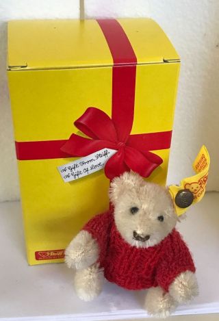 ❤️steiff Miniature Teddy Bear,  Steiff Box Mini 4 " 0203/11 White❤️