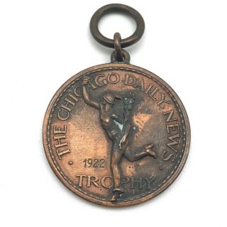 Antique Wm Schridde Chicago 1922 Wrestling 3rd Place Brass Medal Award Pendant