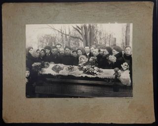 30s Post Mortem Funeral Of Young Woman Girls Kid Crying Death Ussr Antique Photo