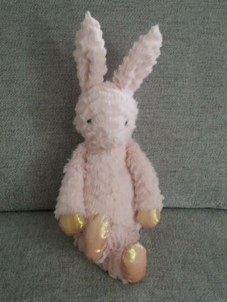 Jellycat Dainty Bunny Rabbit 15 " Plush Pink Soft Fur Iridescent Feet Hands Shoes