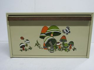 Vintage Metal Mushroom Breadbox W/ Shelf Made In Usa