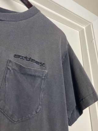 Vintage 80s 90s STUSSY Embroidered Pocket T Shirt M Faded Skate Surf 2