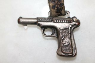Rare Antique Vintage Savage Model 1907 Pistol Gun Watch Fob Sign