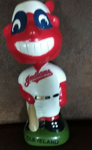 Vintage Collectible Cleveland Indians Chief Wahoo Ceramic Bobble Head