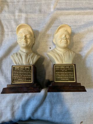 2 Hall Of Fame Busts Babe Ruth Lou Gehrig Slight Piece Broken On Bottom Rare
