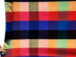 Vintage Faribo 100 Wool Lap Blanket Car Blanket 56 X 53 Faribault Mn Colorful