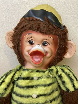 Vintage My Toy Rubber Face Monkey Big Plush Stuffed Brown 34” 1961 Rare