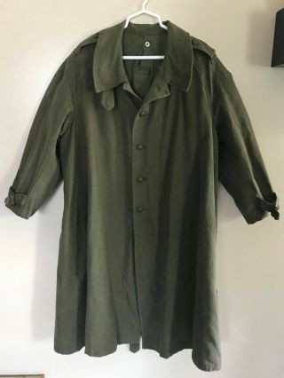Vintage French Canvas/army Military Long Trench Coat