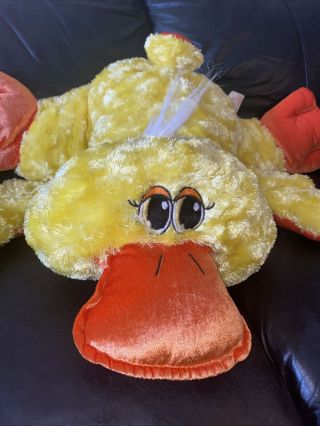 Dan Dee Yellow Duck Plush Pillow Orange Beak Feet 33 " Large Jumbo Easter Egg