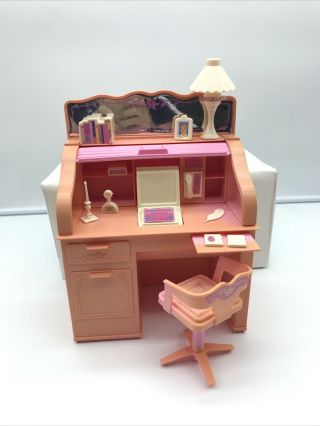 Barbie Sweet Roses Roll Top Desk Vintage 1990 Mattel Near Complete