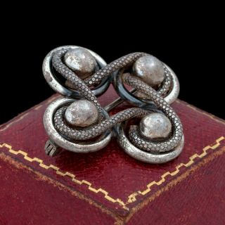Antique Vintage Art Deco Sterling Silver Napier Snake Rope Knot Pin Brooch 11.  5g