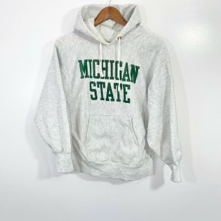 Vintage Michigan State Spartans Hoodie Sweatshirt Champion Reverse Weave Medium