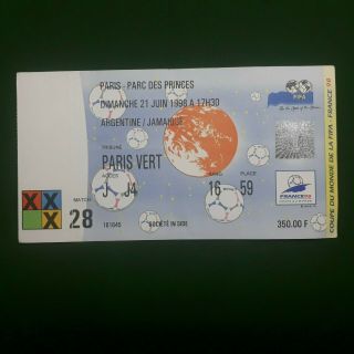 Fifa World Cup 1998 (france) Ticket - Match 28 Argentina Vs Jamaica
