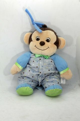 Garanimals Brown Monkey Blue Star Musical Crib Pull Plush Baby Toy 12 " Polka Dot