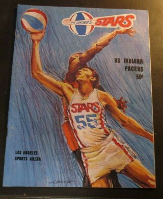 1969 - 70 Los Angeles Stars Vs Indiana Pacers Aba Basketball Program La Stars