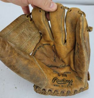 Vtg Johnny Podres Rawlings G300 Baseball Glove Mitt