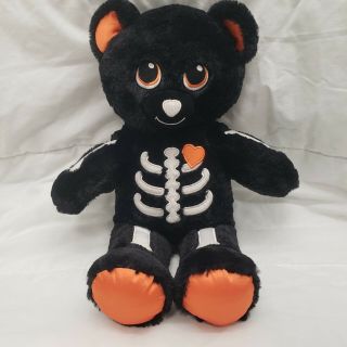 Build A Bear Bab Skeleteddy Halloween Skeleton Bones Black Orange Plush 16 "