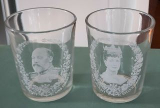 Commemorative Glass Tumblers - Coronation - King Edward Vii & Queen Alexandra 1902