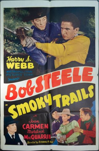 1939 Smoky Trails One Sheet Movie Poster Vintage