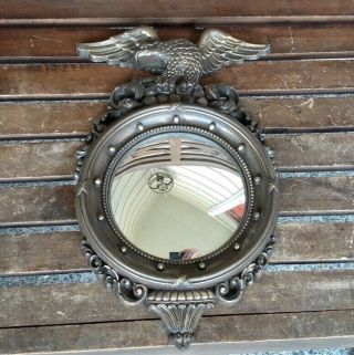 Vintage Dart 4410 American Eagle Convex Bubble Bronze Gold Mirror 16” Cond