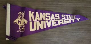 Vtg Kansas State University Felt Pennant Flag Football Wildcats Ksu College Rare