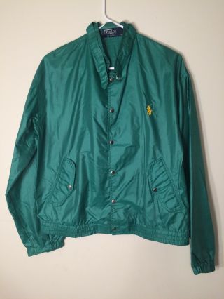 Vintage 80s 90s Polo Ralph Lauren Racing Bomber Windbreaker Jacket M Green