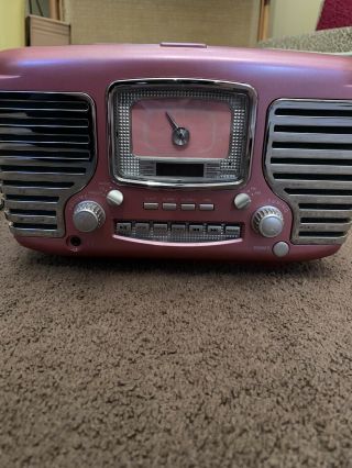 Crosley Corsair Retro Pink Alarm Clock Radio Cd Player Cr612 - Pi -