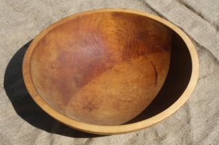 Vintage Primitive Munising Turned Wooden Dough Bowl 13 5/8 X 12 5/8 Shadow Line