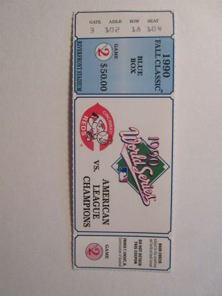 1990 World Series Ticket Stub Game 2 Riverfront Cincinnati Reds Oakland A 