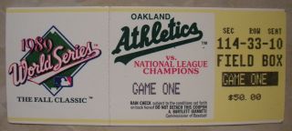 1989 Earthquake World Series Ticket Stub Game 1 Athletics Sweep Giants