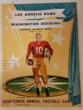 1958 La Rams Vs Washington Redskins 14th Annual Football Game - Souvenir Program