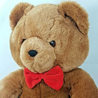 Dakin Brown Honey Jo Vintage 1986 20 " Plush Teddy Bear Red Bow Tie Fun Farm