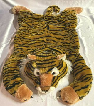 Chrisha Creations Playful Plush Tiger Faux Fur Floor Rug Kids Room Play Mat