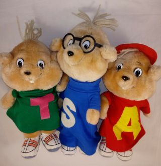 Vintage Alvin & The Chipmunks Simon Theodore 1983 Bagdasarian Plush Dolls Set 3