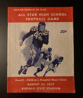 Vintage 1957 Buffalo Civic Stadium High School All - Star Game Program