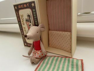 Maileg - Little Sister Mouse In Matchbox - Discontinued - Bnib