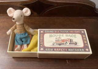 Maileg Big Brother Mouse In Matchbox Striped Shirt