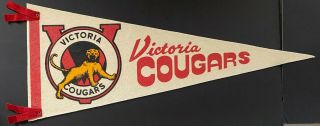 1960s Pchl Bchl Whl Hockey Victoria Cougars Full Size Pennant Retro Vintage Rare