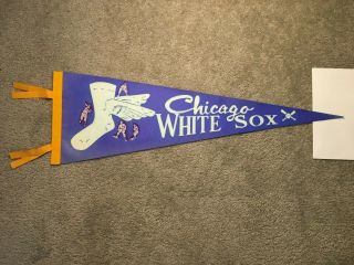 Vintage 1950’s Chicago White Sox Baseball Pennant Full Size With Tassels Nos