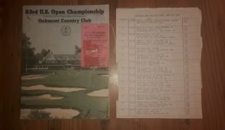 1983 Us Open Golf Program And Ticket Oakmont Larry Nelson Winner