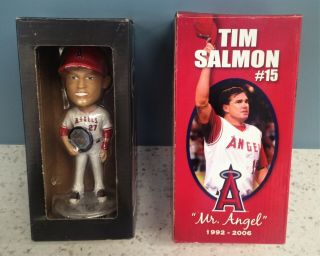 Mike Trout 2016 Angels Exclusive & Tim Salmon " Mr.  Angel " 2007 Bobblehead Set