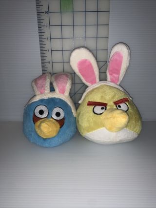 Angry Birds Plush 6 " Yellow & Blue Bird Easter Rabbit Bunny Ears No Sounds