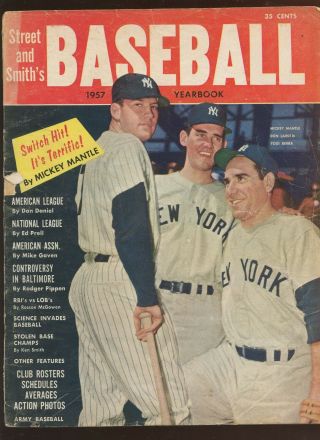 1957 Street & Smith Baseball Yearbook With Mickey Mantle Front Cover