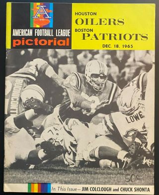 1965 Boston Patriots Vs Houston Oilers Afl Football Program - Tom Addison