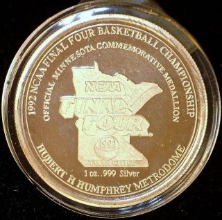 1992 Silver 1 Oz Round; Ncaa Final Four,  Twin Cities,  Mn; Gem Proof