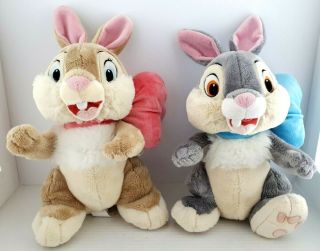 Disney Store Plush Thumper Blue Miss Bunny Pink Easter Bow Euc Tag Bambi 11 " Euc