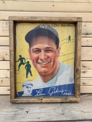 Rustic Style Direct Print To Wood 1934 Goudey Lou Gehrig 12x14 Wow