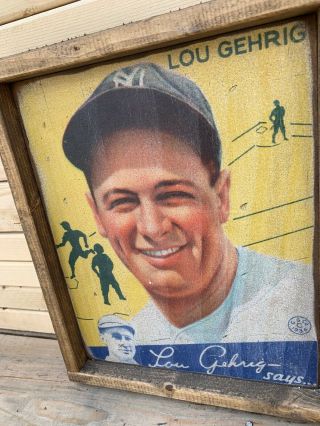 Rustic Style Direct Print to Wood 1934 Goudey Lou Gehrig 12x14 WOW 2